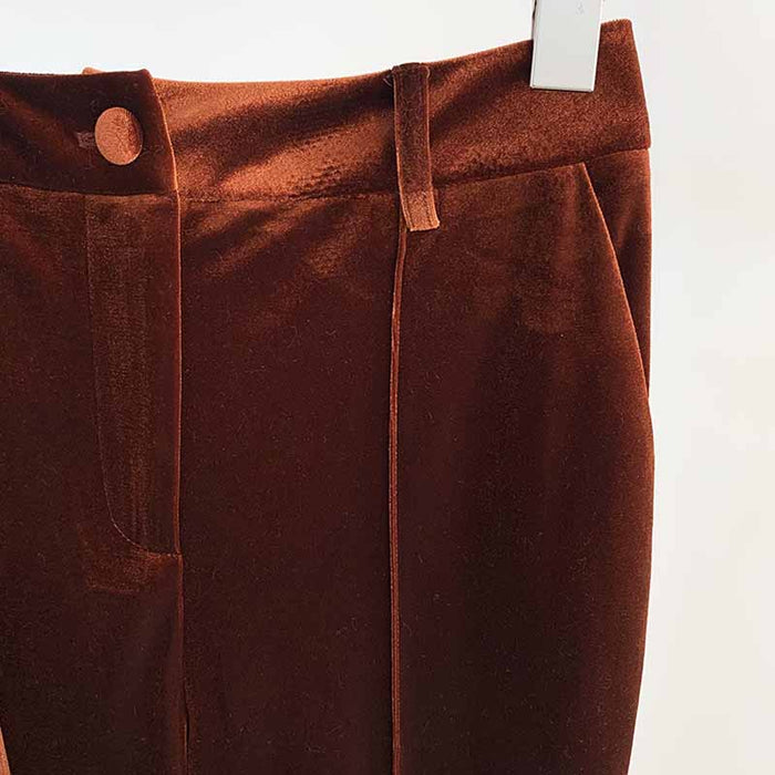 Women Velvet Bronze Green Purple Blazer + Flare Trousers Suit