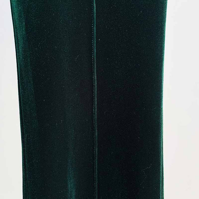 Women Velvet Green Blazer + Flare Trousers Suit