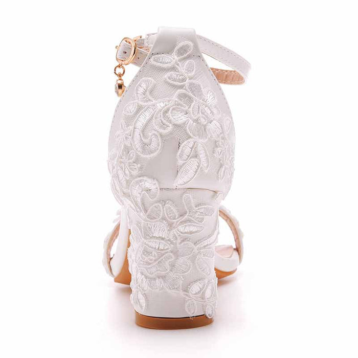 Women Wedding Chunky Shoes Low Heel Comfortable Block Heel Sandals