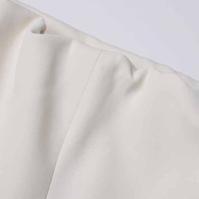 Women White Off-Shoulder Blazer Long Sleeves Coat
