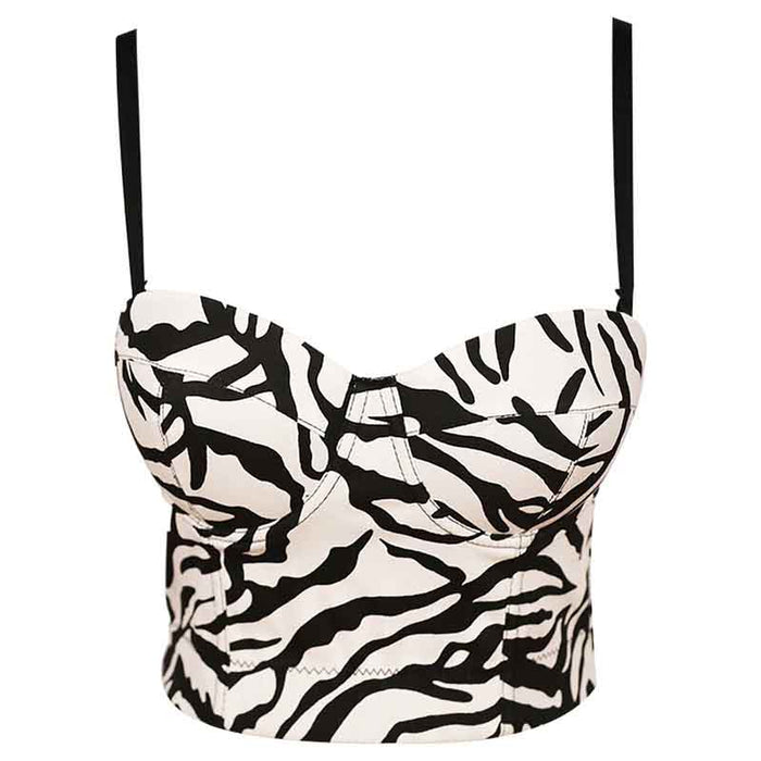 Women Zebra Striped Tops Spaghetti Straps Bra Summer Party Tank Top