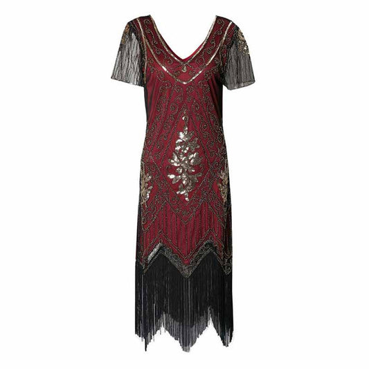 Women's 1920s Dress Sequin Art Deco Flapper Dress with Sleeve