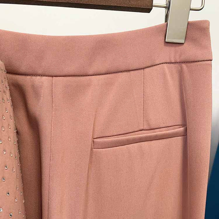 Women's 2 Piece Pantsuit Camel One Button Drilling Suit Fashionable Set Slim Fit Blazer Pans Suits