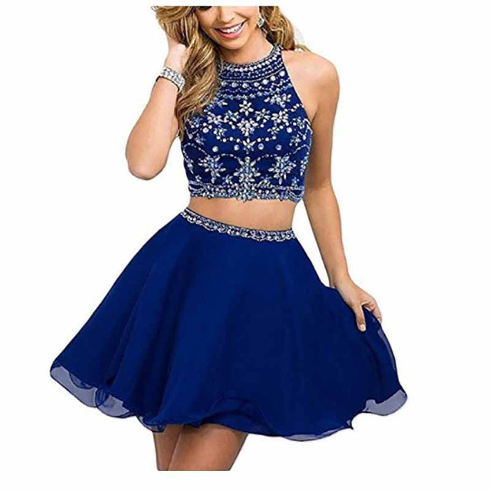Women's 2 Piece Prom Dresses Short Homecoming Party Cocktail Gown Tulle Gala Dress