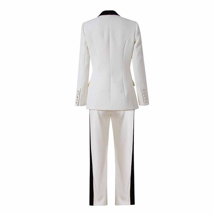Women's 2 Piece Suit White Wedding Set Slim Fit Blazer Pants Suit