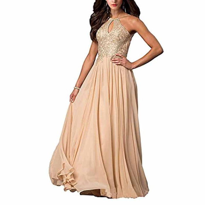 Women's Appliques Bridesmaid Dress Beaded Formal Evening Gowns