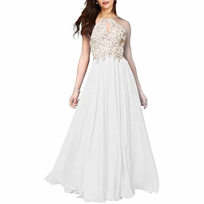 Women's Appliques Bridesmaid Dress Beaded Formal Evening Gowns