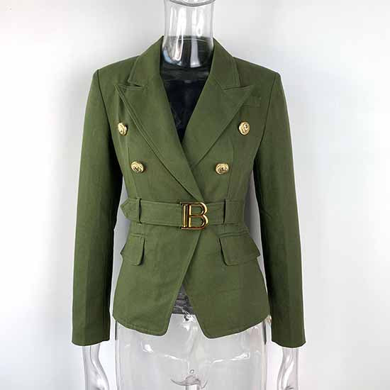 Women's Army Green Pantsuit +High Waisted Two Piece Pants Set Suits With Belt