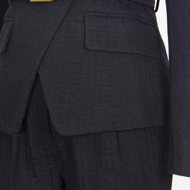 Women's Belted Pant Suit Formal 2 Piece Blazer and Pants Business Set
