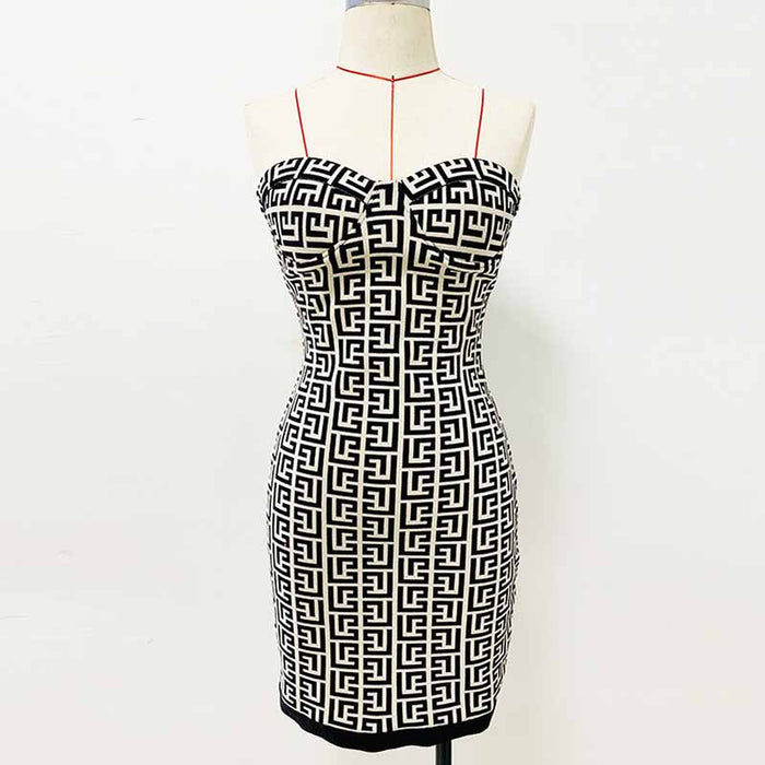 Women's Black and White Cocktail Party Dresses Elegant Tube Short Dress