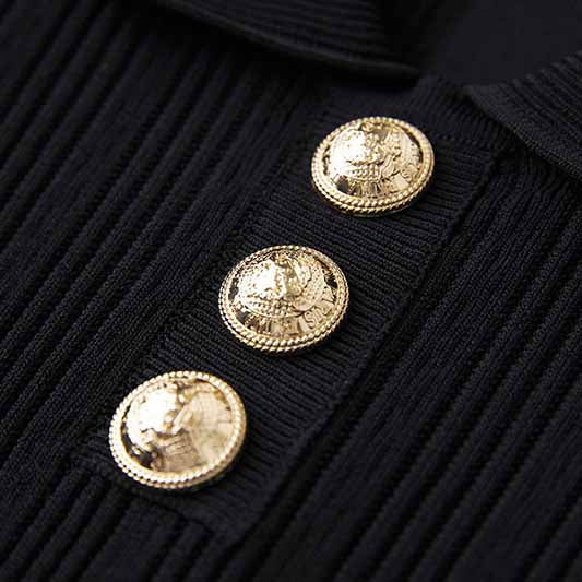 Womens Black Knit Dress With Short Sleeve Mini Knitted Dress