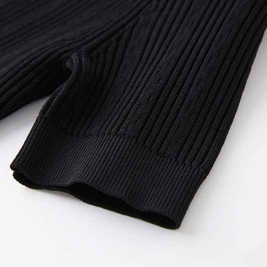 Womens Black Knit Dress With Short Sleeve Mini Knitted Dress