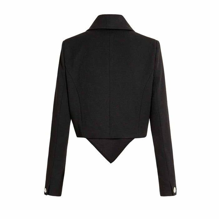 Women's Black Luxury Fitted Double Breasted Blazer with Lion Buttons - SLIM FIT