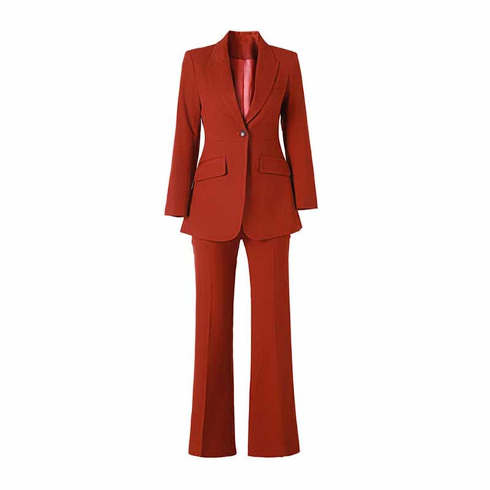 Women's Blazer Suits One Button Two Piece Solid Pant Suit Wedding Business Office Lady Suits Sets