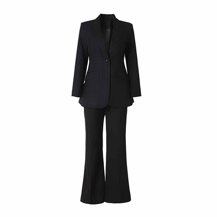 Women's Blazer Suits One Button Two Piece Solid Pant Suit Wedding Business Office Lady Suits Sets
