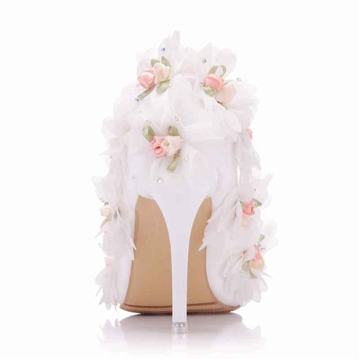 Women's Bridal Stiletto Heel Stick Flowers Bridal Shoes Wedding Heels