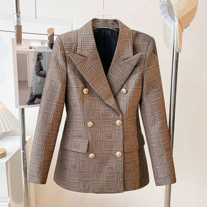 Women's Brown Tailored Double-breasted Blazer