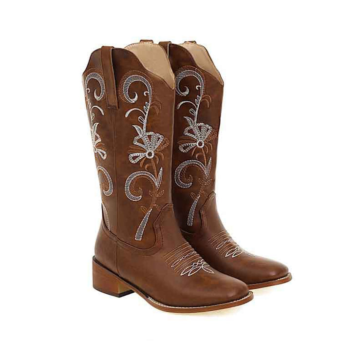 Womens Brown Western Cowgirl Cowboy Boots