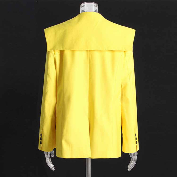 Women's Casual One Button Yellow Coat Loose Shawl Collar Jacket