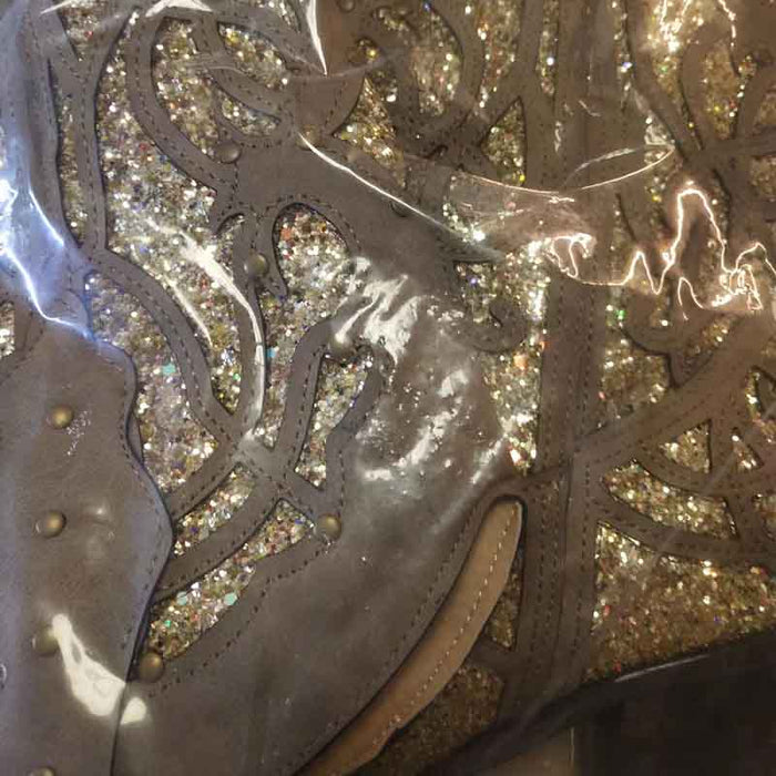 Womens Casual Western Cowboy Shoes Glitter Cowgirl Boots