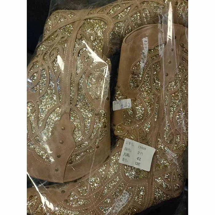 Womens Casual Western Cowboy Shoes Glitter Cowgirl Boots