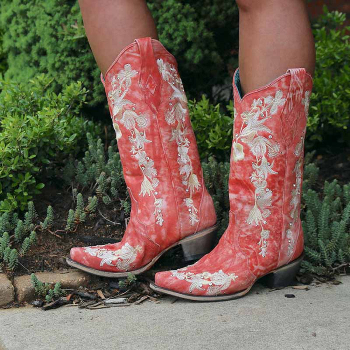 Women's Chic Wedding Boots Country Outfitter Western Cowgirl Bridal Bootie