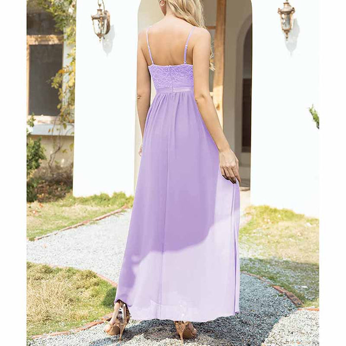 Women's Chiffon Bridesmaid Dresses Spaghetti Strap Long Formal Gown Evening Dress