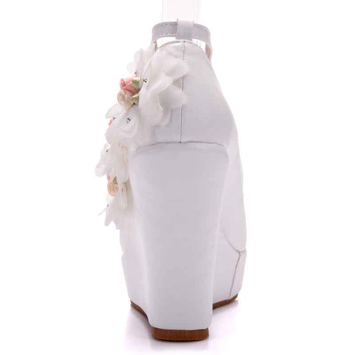 Women's Classy Platform Ankle Strap Almond Toe Bridal shoes