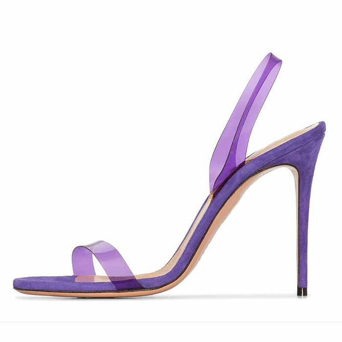 Women's Clear Colored Heels Open Toe Stiletto Ankle Strap Sandals