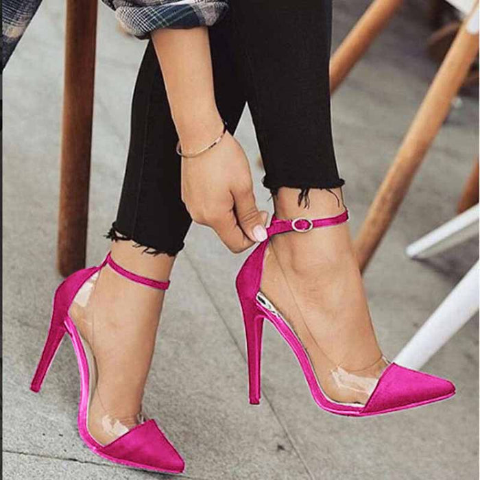 Women's Clear Heels Ankle Strap Stiletto Heel Dress Sandals