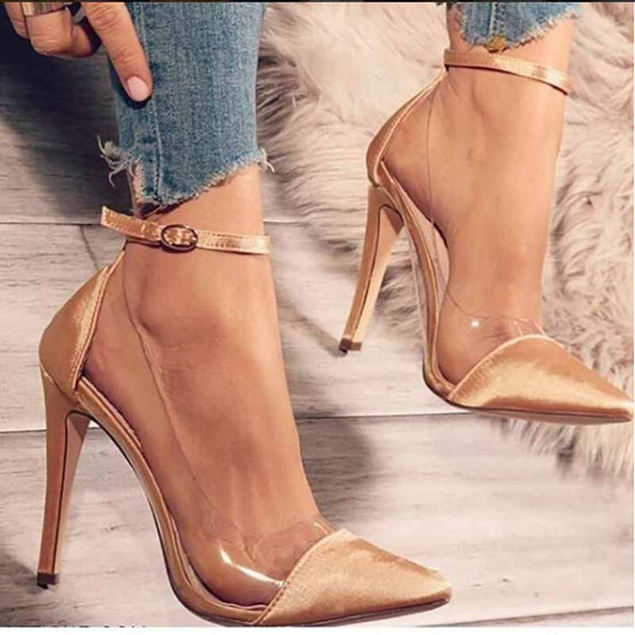 Women's Clear Heels Ankle Strap Stiletto Heel Dress Sandals