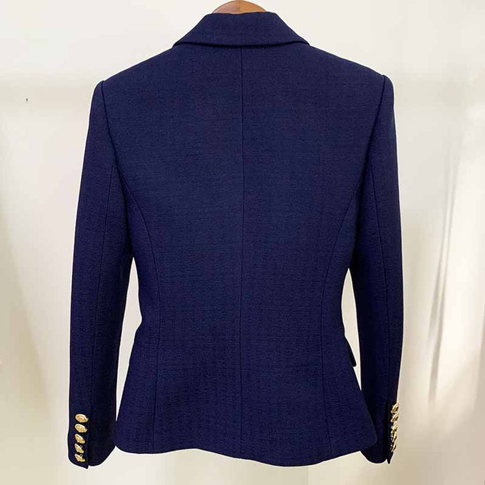 Womens coats Dark Blue Jacket Long Sleeves Blazer Breasted Coat
