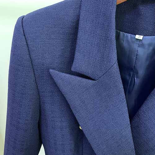 Womens coats Dark Blue Jacket Long Sleeves Blazer Breasted Coat
