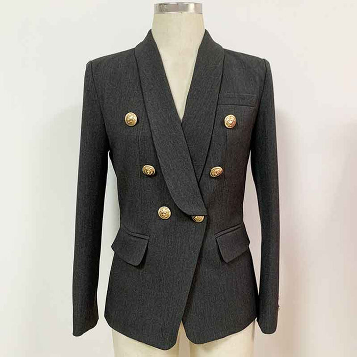 Women's Coats Grey Jacket Long Sleeves Blazer Breasted Coat