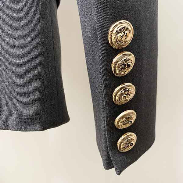 Women's Coats Grey Jacket Long Sleeves Blazer Breasted Coat