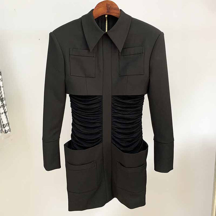 Women's Collar Long Sleeve Bodycon Pencil Mini Dress