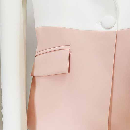 Women's Colorblocked Pantsuit Two Piece White Troubles Set