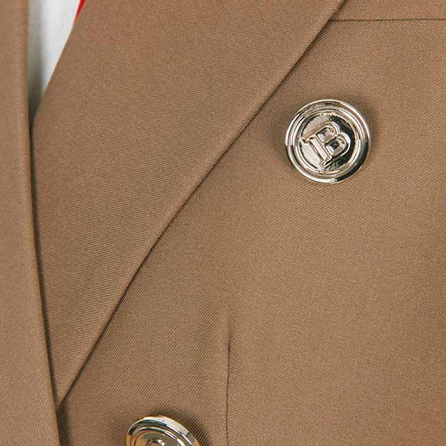 Women's Cotton Double-breasted Brown Blazer