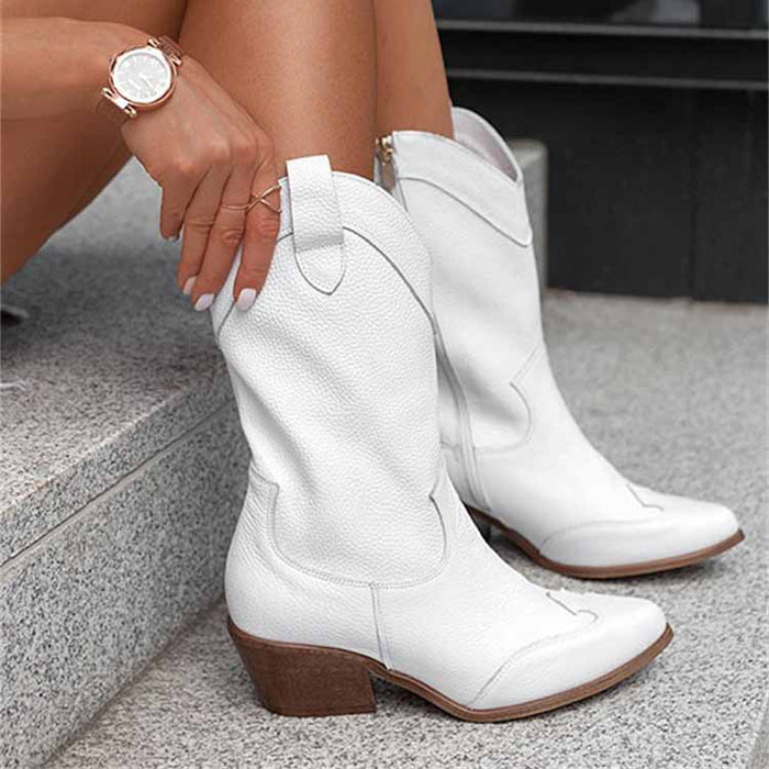 Women's Country Dress Boots Side Zipper Comfortable Booties