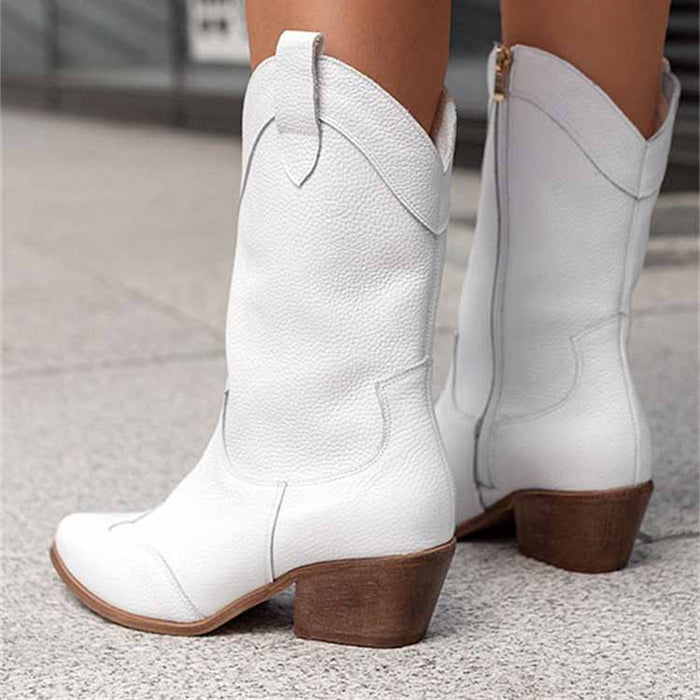 Women's Country Dress Boots Side Zipper Comfortable Booties