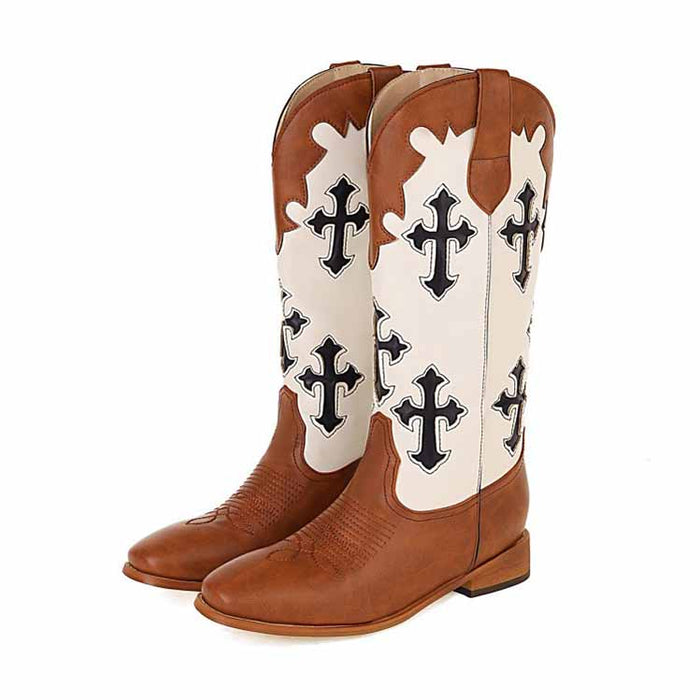 Women's Cowboy Boots Round Toe Western Riding Work Boots