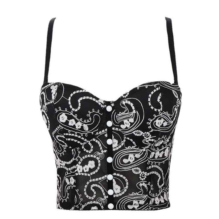 Womens Crop Tops Sleeveless Floral Push Up Corset Bra Cami Tank