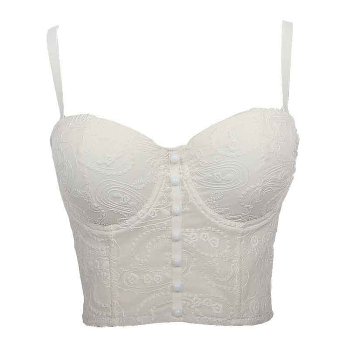Womens Crop Tops Sleeveless Floral Push Up Corset Bra Cami Tank