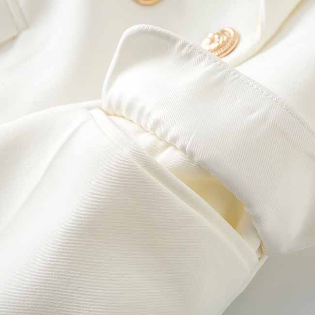 Womens Double Breasted Blazer V-Neck Long Sleeve Gold Buttons Blazer