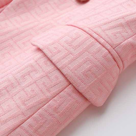 Women's Double Breasted Lion Buttons Pink Blazer Jacket