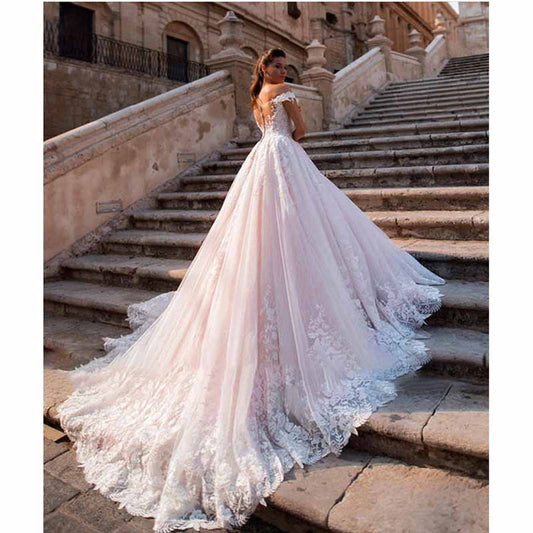 Women's Elegant Beach Wedding Dresses Long Lace Wedding Bridal Gowns