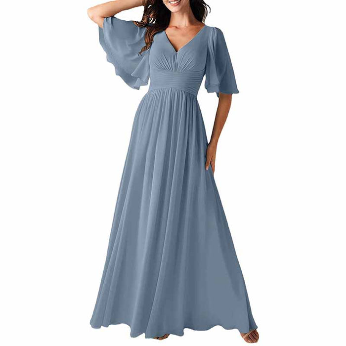 Women's Elegant V-Neck Formal Evening Dresses Bridesmaid dress