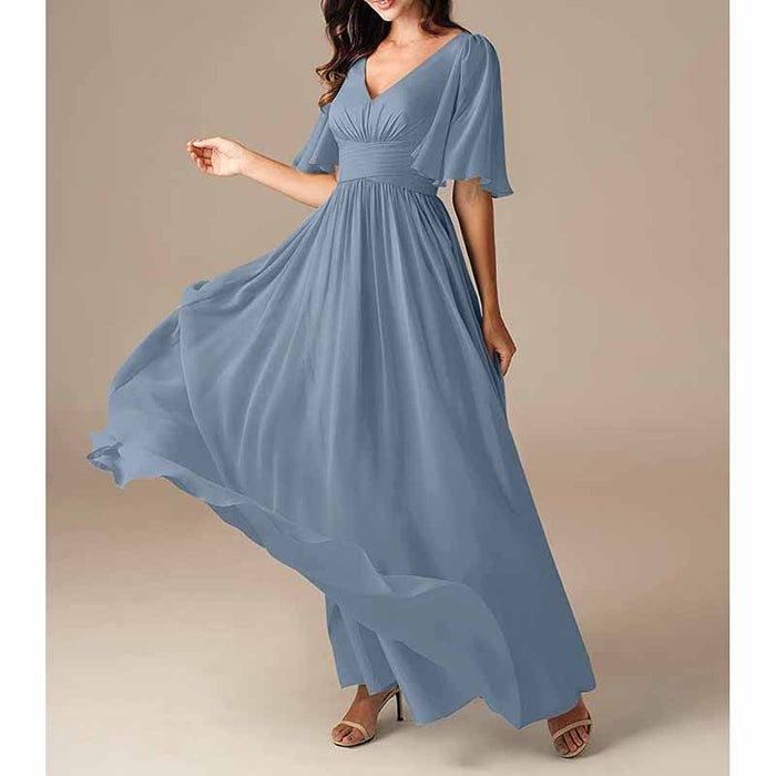 Women's Elegant V-Neck Formal Evening Dresses Bridesmaid dress