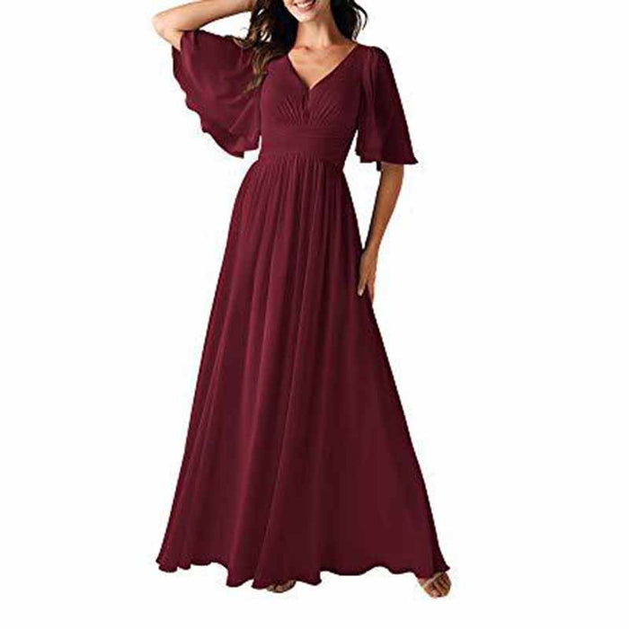 Women's Elegant V-Neck Formal Evening Dresses Bridesmaid dress