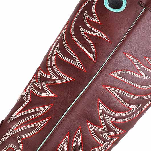Women's Embroidered Squared Toe Western Medieval Retro Cowboy Boots